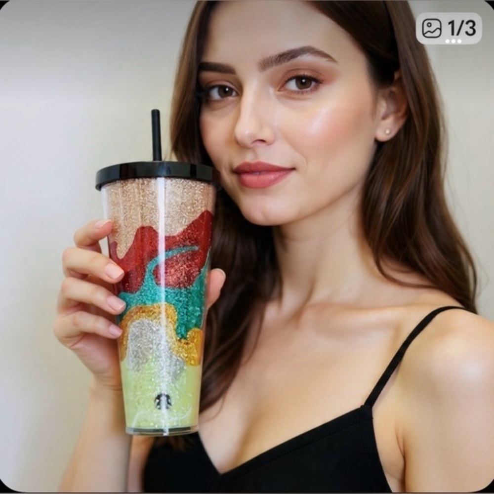 Starbucks 2018 Glitter Sand Sparkle Cold Cup 24 oz. Travel Tumbler